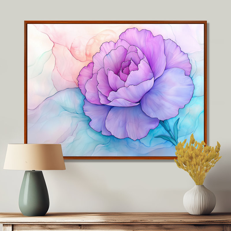 Impression sur toile mauve Harmony Of Carnation Flower I - Carnation, 30" H x 40" W, Floater Framed Print without Mat, Brown