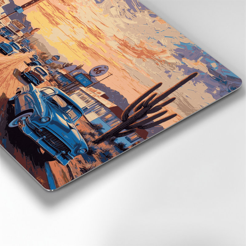 Transportation Route 66 themed artwork Brown Metal Wall Art, 20" H x 24" W x 0.05" D