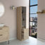 Armoire à linge, trois tablettes, quatre tiroirs, pin clair / blanc