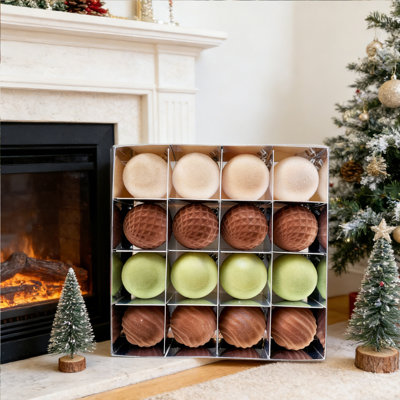 16 Pcs Velvet Christmas Balls Bulk 2.36 Inch Flocked Christmas Tree Ball Ornament Plastic Decorative Hanging Ornament Xmas Bulb Decorations Xmas Tree Decor for Holiday