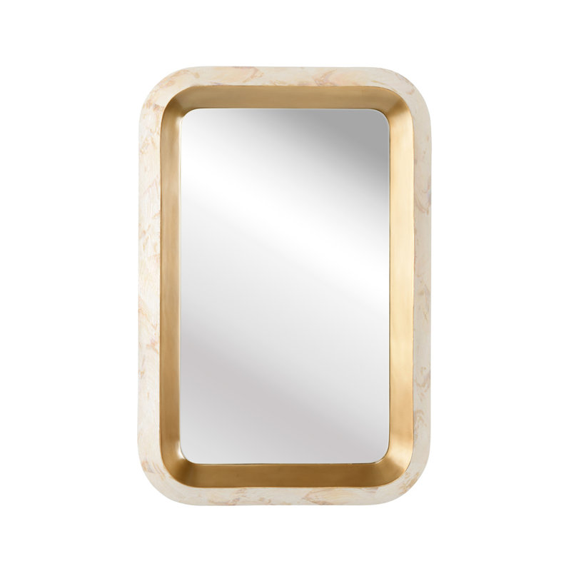 Shellebrations Rectangle Wall Mirror, Natural White/Gold