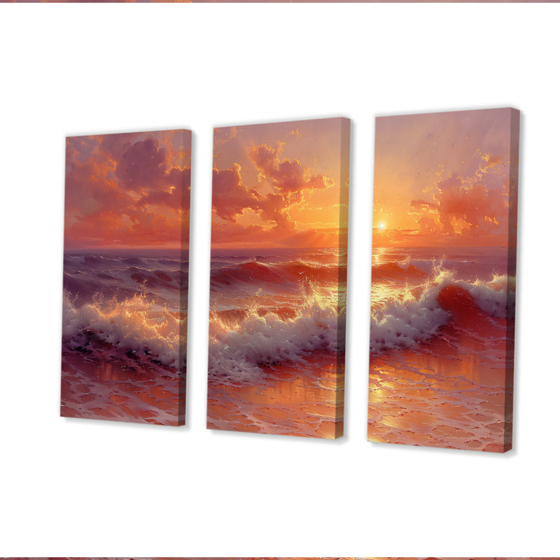 Salters - ensemble d'art mural plage, H 28 po x l 36 po x P 1 po, Toile tendue