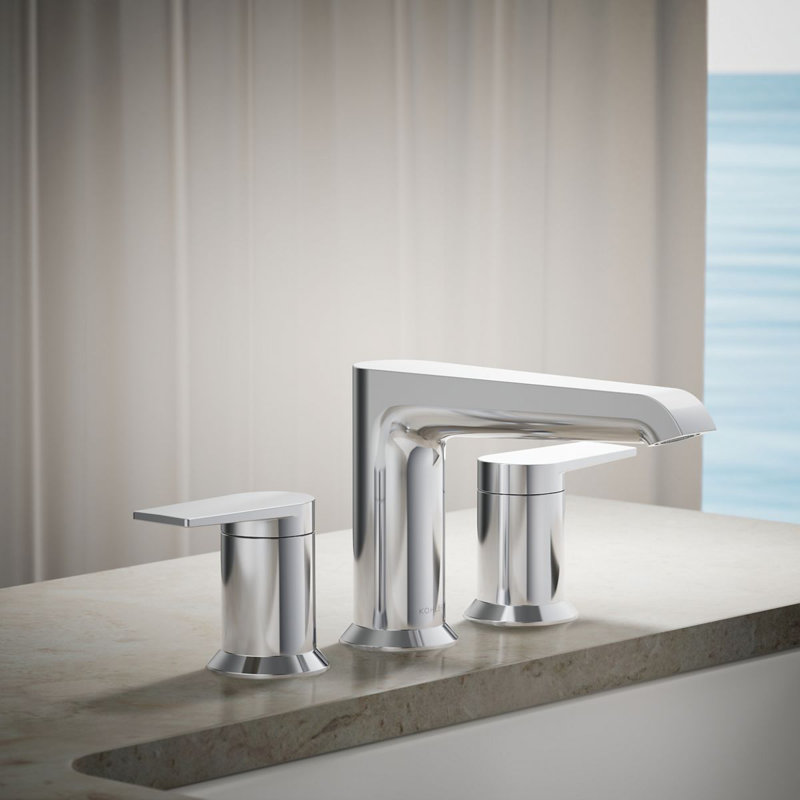 Hint Two-Handle Deck-Mount Bath Faucet Trim, Polished Chrome