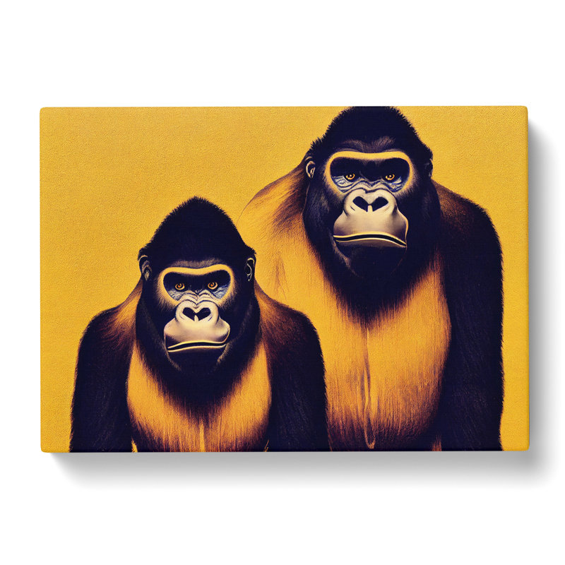 Symmetrical Gorillas - Wrapped Canvas, 40cm H x 60cm W x 3cm D