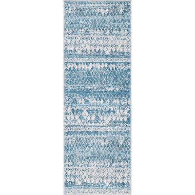 Tapis bleu à motif géométrique