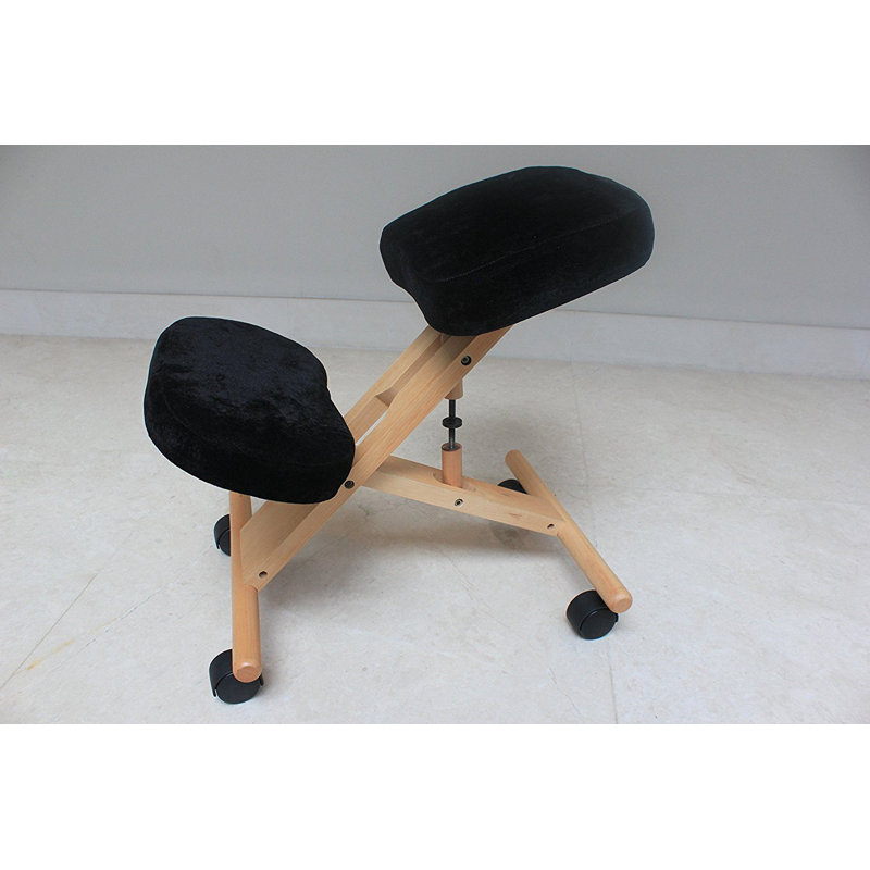 Chaise à appui-genoux Jasinski, Noir, Naturel