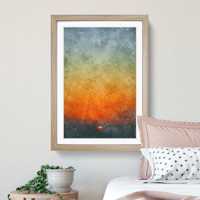 Glorious Sunset - Single Picture Frame Painting on MDF, Oak Framed, 87cm H x 62cm W x 2cm D