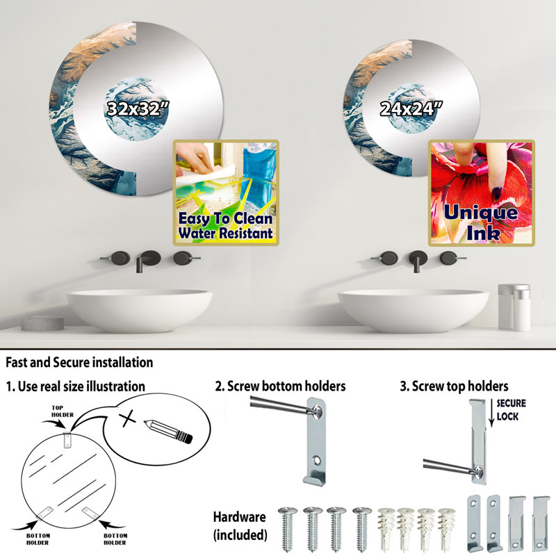Miroir mural Jennine, 23,6 po x 23,6 po