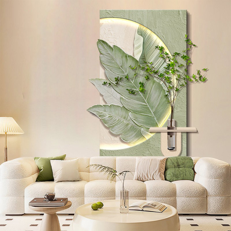 White, Green Rectangular Manufactured Wood Wall art, 47.24" H x 31.5" W