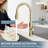 MASO Touchless Kitchen Faucet with Pull-Down Sprayer, Fahrenheit Temperature Display, 3 Spray Modes, 360° Swivel, Commercial Modern Faucet for RV, Farmhouse, Camper, Laundry & Bar,Brushed Gold-125898331