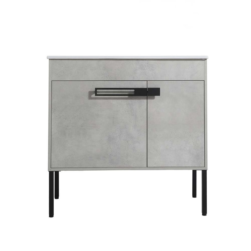 36 Inch Oak Freestanding Bathroom Vanity with Ceramic Sink