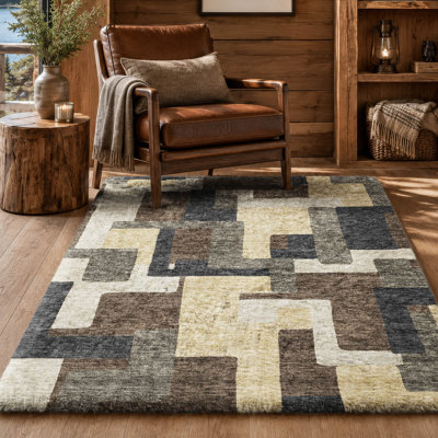 Shag Washable Geometric Indoor Rug
