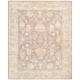 Oushak Hand Knotted Wool Oriental Area Rug in Brown / L. Blue