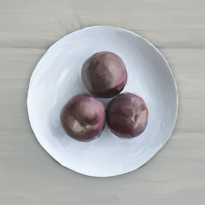 Plum Bowl - Wrapped Canvas Painting