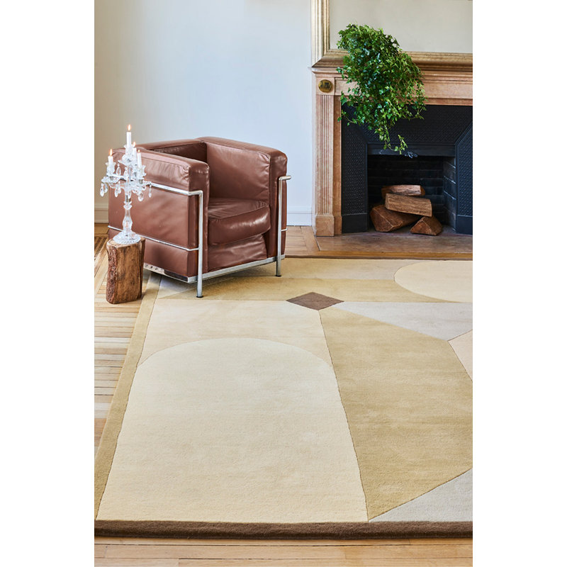 Piazza Wool Abstract Area Rug in Beige/Camel, Rectangle 5'7" x 7'10"