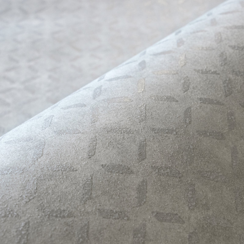 Urban Classics Collection Soho Metallic Industrial Grid Wallpaper Roll, Silver