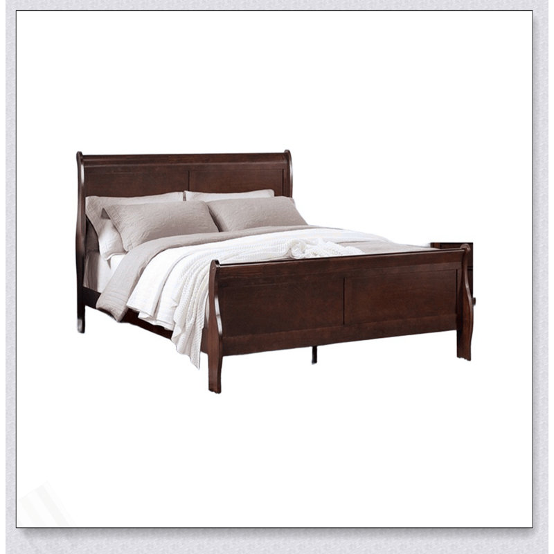 Pieds de lit en bois gris de style traîneau 1pc Louis Phillipe, Grand lit, Cherry
