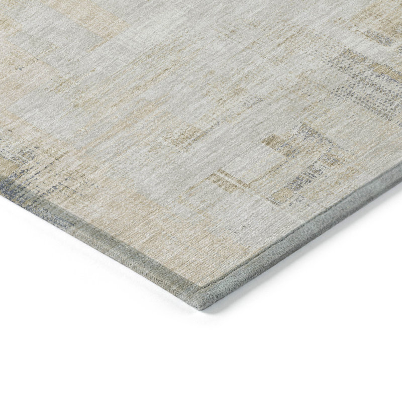 Tapis extérieur lavable abstrait ivoire et beige 5 pi x 8 pi