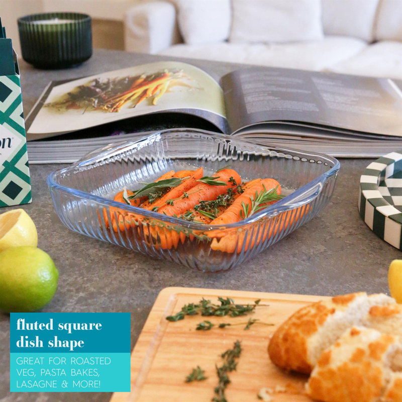 Argon Tableware - Optical Square Glass Oven Baking Dish, 21cm x 24cm