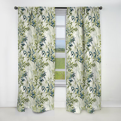 Tropical Zen Bamboo Pattern - Floral Curtain - Blackout Floral Curtain - 1 Panels