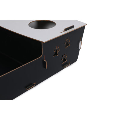 Lit pour chat élégant et démonté, noir et blanc, 23,6 po x 15,7 po x 5,9 po | Matériau en bois aggloméré durable | Assemblage facile, conception moderne | Parfait pour les chats pour se reposer et jouer, ajout confortable et chic à votre maison