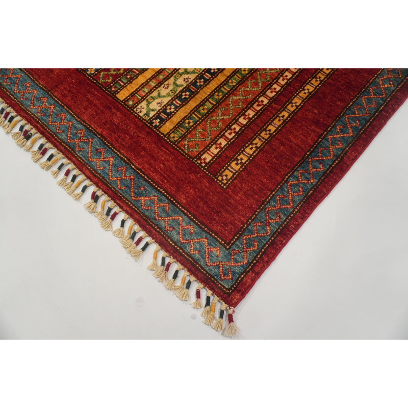 Aryana Wool Striped Area Rug in Red