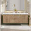 Meuble-lavabo moderne à double cuve avec plateau en SMC et rangement à fermeture en douceur-131577076