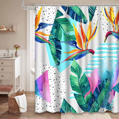 Blue Waterproof Shower Curtain,Shower Curtains for Bathroom with 12 Hooks
