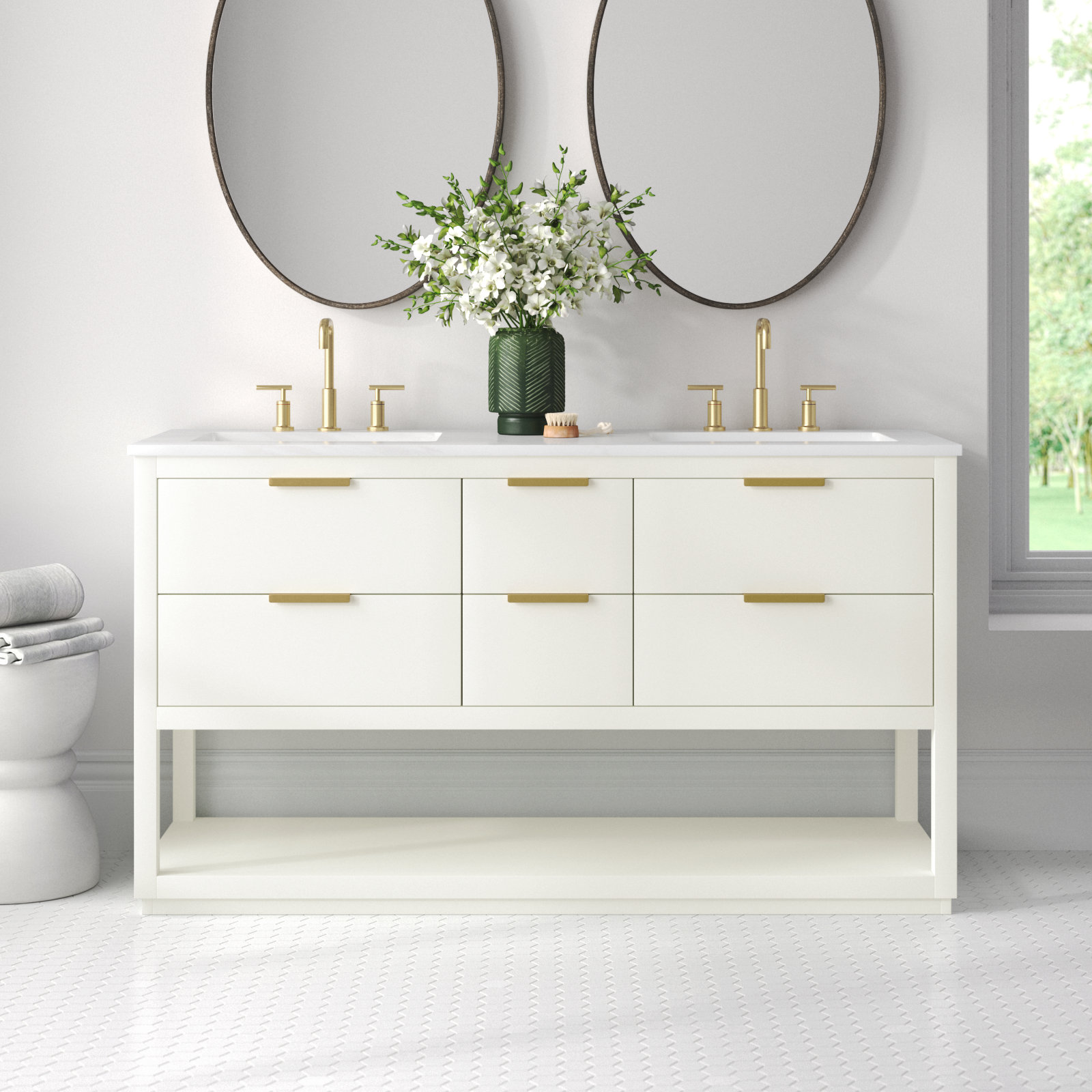 Felicity 60'' Double Bathroom Vanity, White