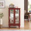 Élégante armoire vitrée à 2 portes avec portes en verre trempé, panneau arrière en miroir et tablettes réglables - vitrine lumineuse pour la maison et le bureau (ampoule incluse)-1674604835