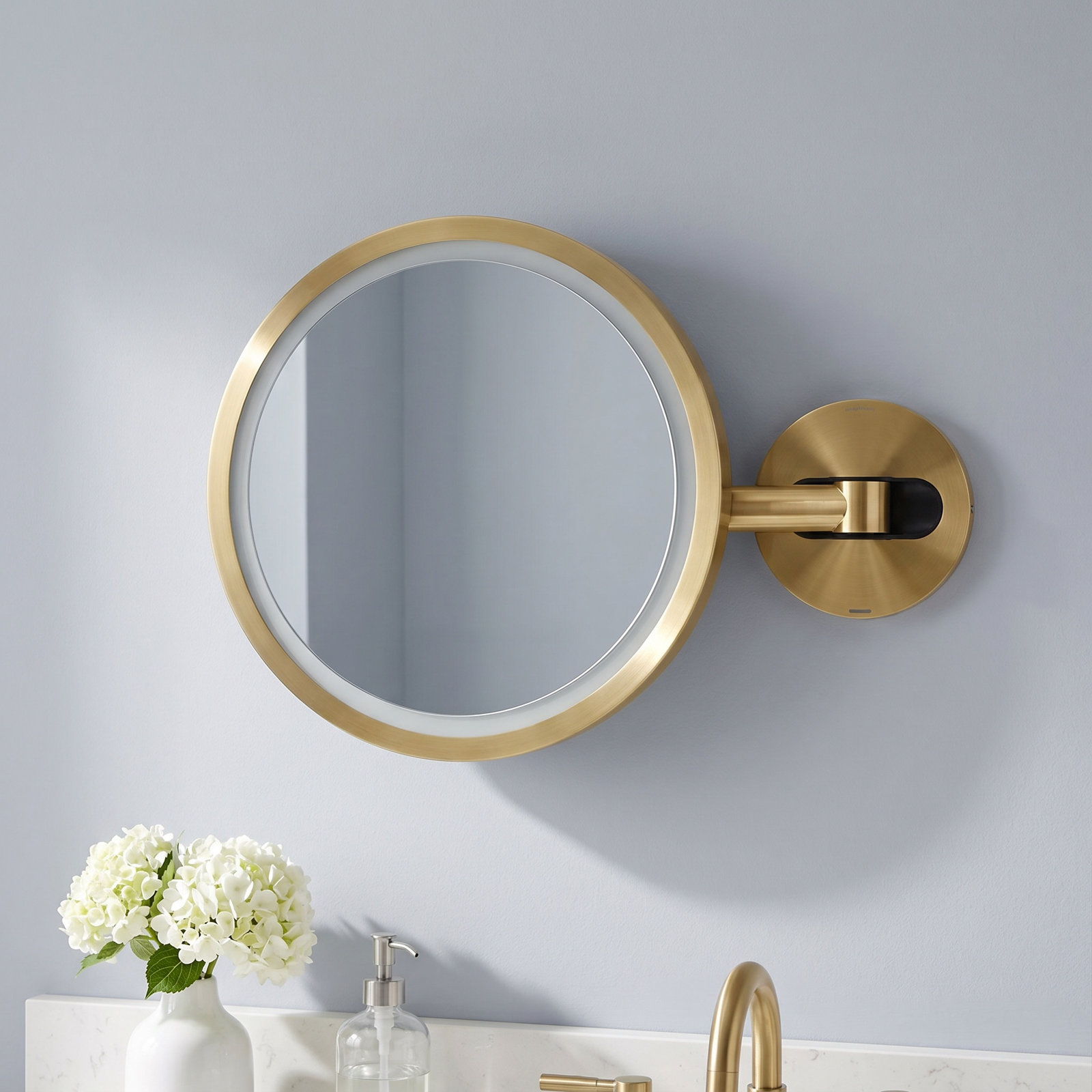 14" Makeup Mirror, Brass