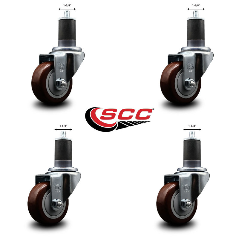 Ensemble de roulettes extensibles pivotantes en polyuréthane à roulettes de 3 pouces de 1 5/8 po SCC