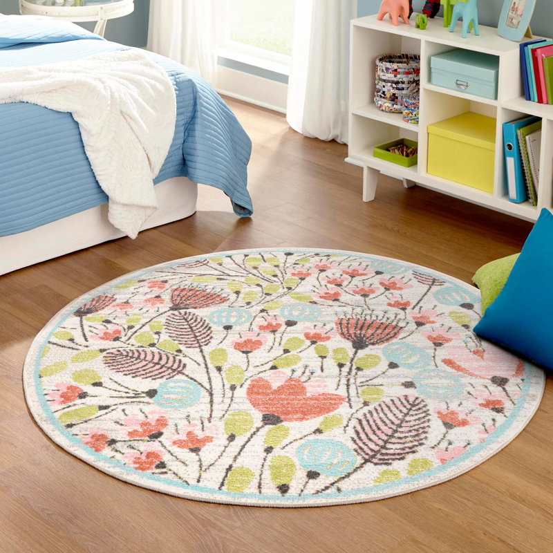 Whimsy Kids Wildflowers Rug, Round 4'1" 