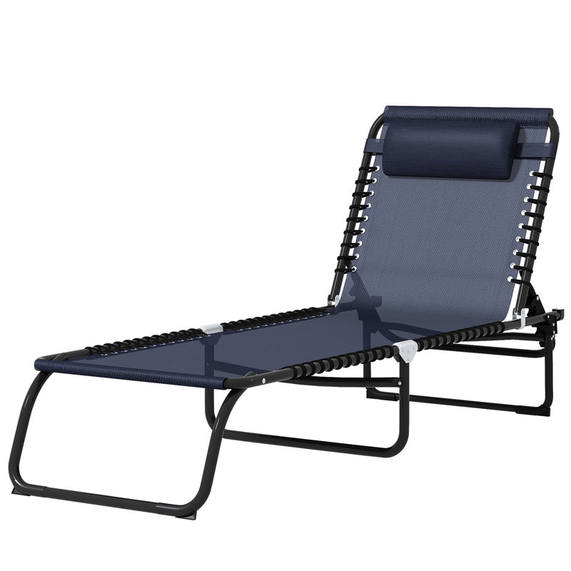 Chaise longue de détente pour piscine - dossier réglable, filet respirant bleu foncé pour chaise longue