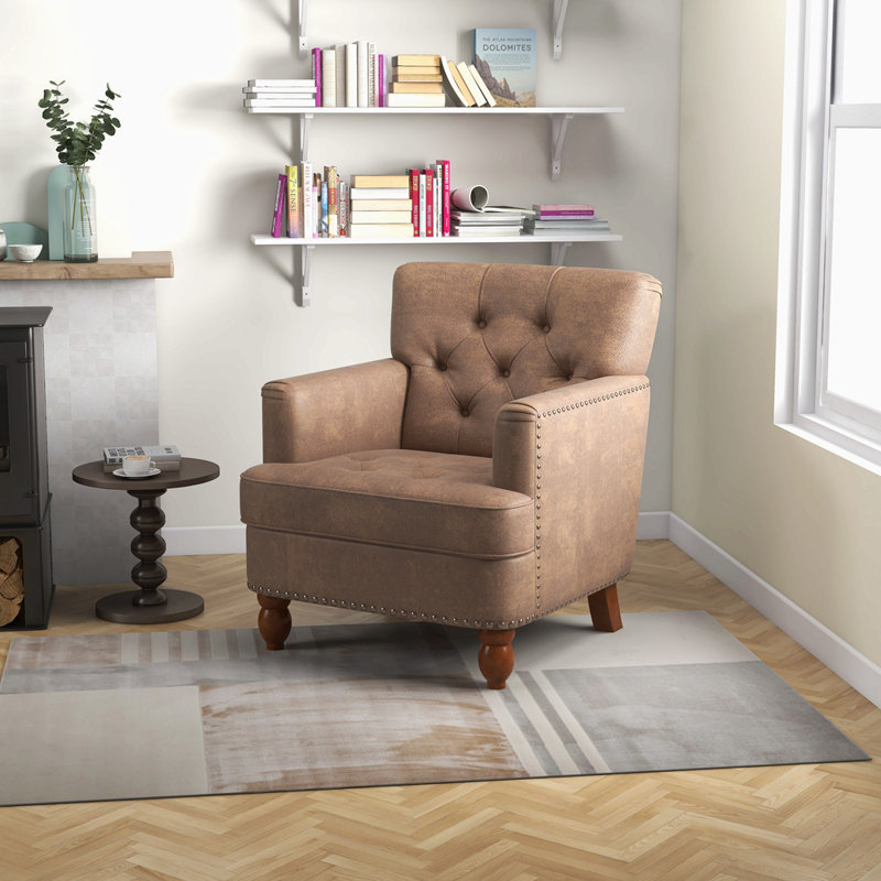 Fauteuil club rembourré en tissu Hengming Living