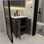 Meuble-lavabo noir de 24 po avec lavabo en céramique blanche, conception moderne imperméable et durable