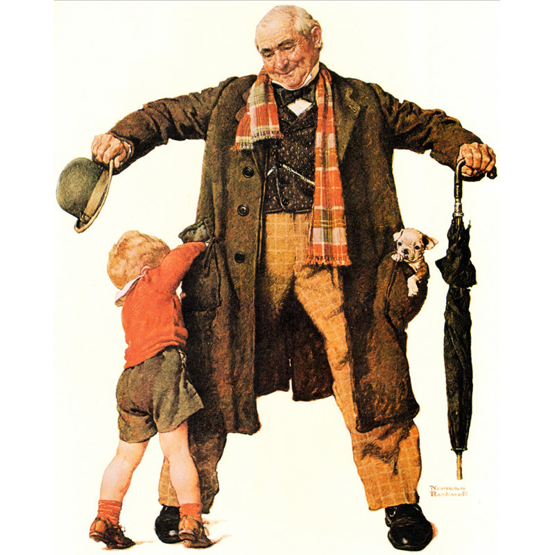 «The Gift» par Norman Rockwell, toile tendue avec châssis, H 40 po x l 28 po
