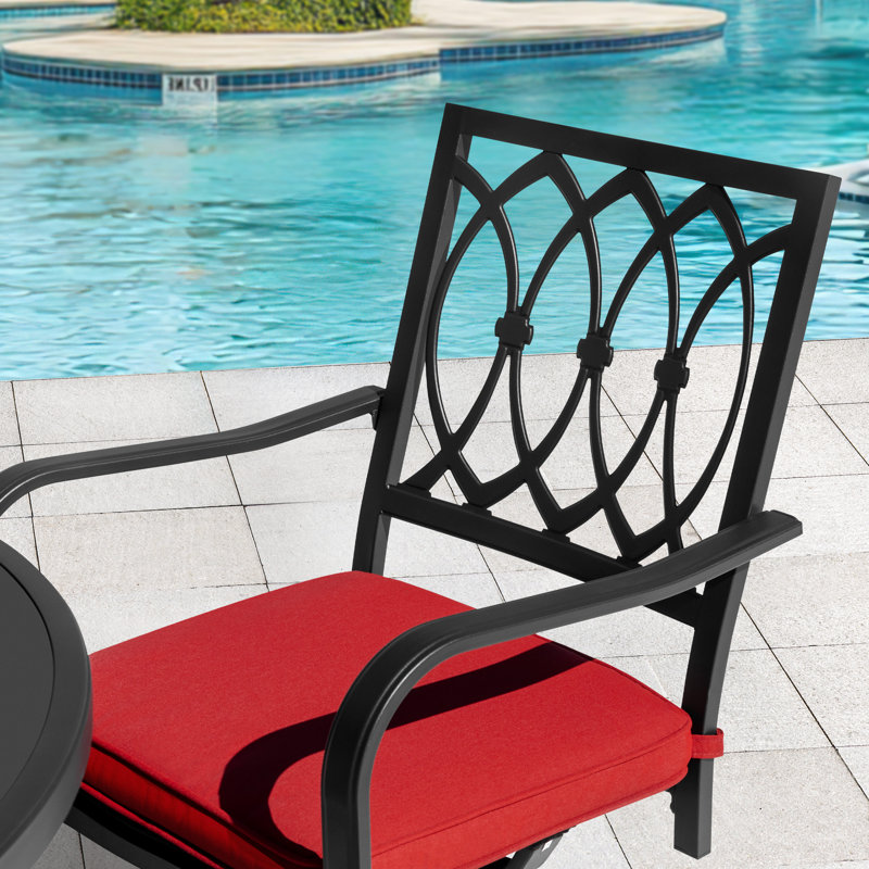 5-piece Metal Outdoor Dining Set With Umbrella Hole And 4 Swivel Chairs