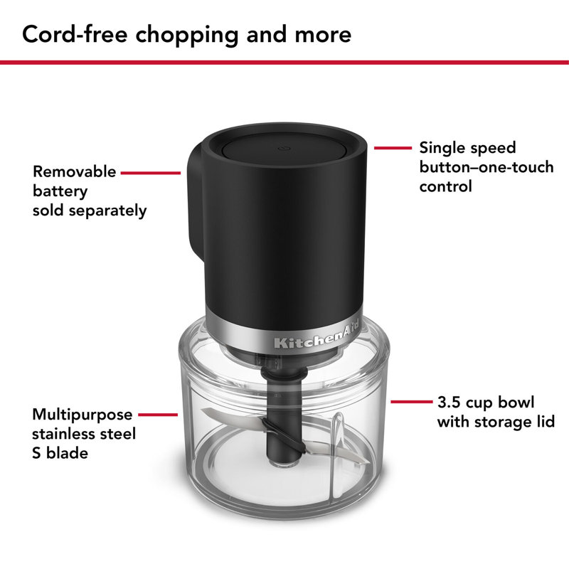 KitchenAid Go Cordless Top Down Chopper with 3.5 Cup Bowl