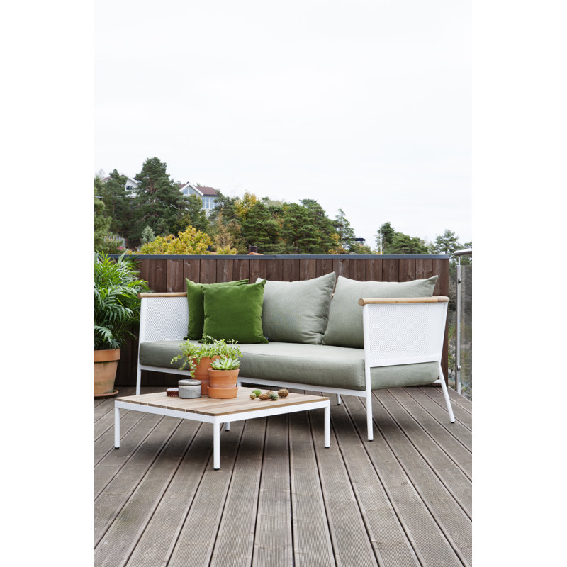 Riad Outdoor 3 - Seat Patio Sofa, White, Canvas Natural