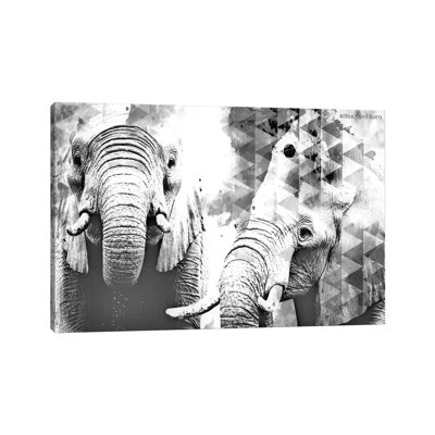 Modern Black & White Elephants by Bluebird Barn - Wrapped Canvas Print