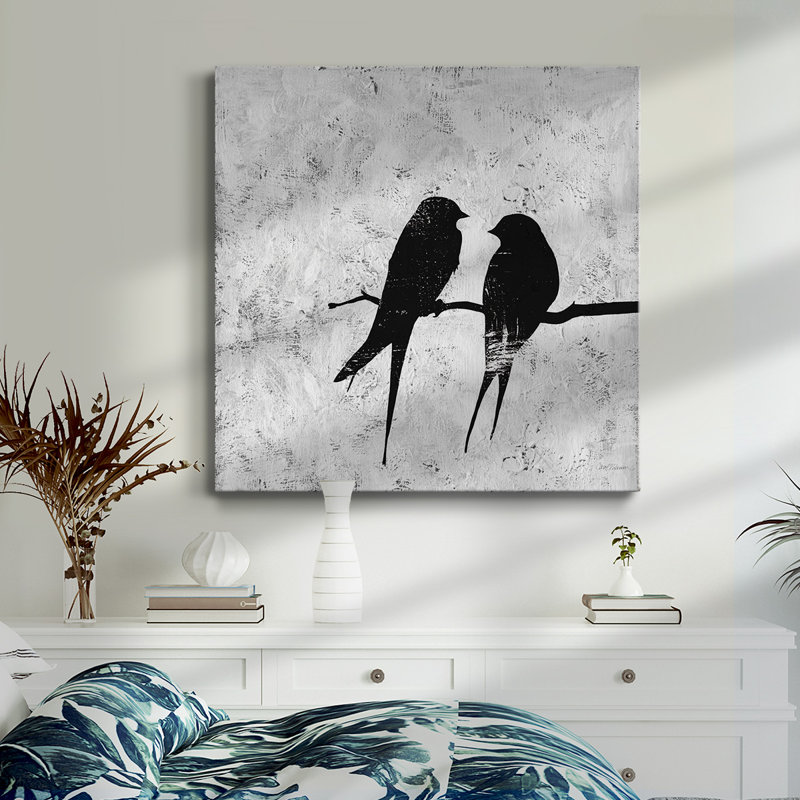 Silhouette d'oiseau II - Toile tendue avec châssis de qualité supérieure - prête à être accrochée