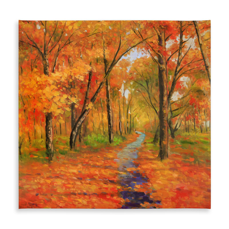 Autumn Trail in the Forest Tablecloth | Orange Trees Decor