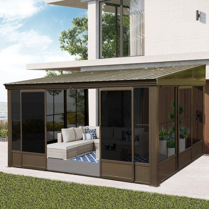Abri de jardin pour patio en métal en aluminium mesurant l 16 pi P 8 pi.