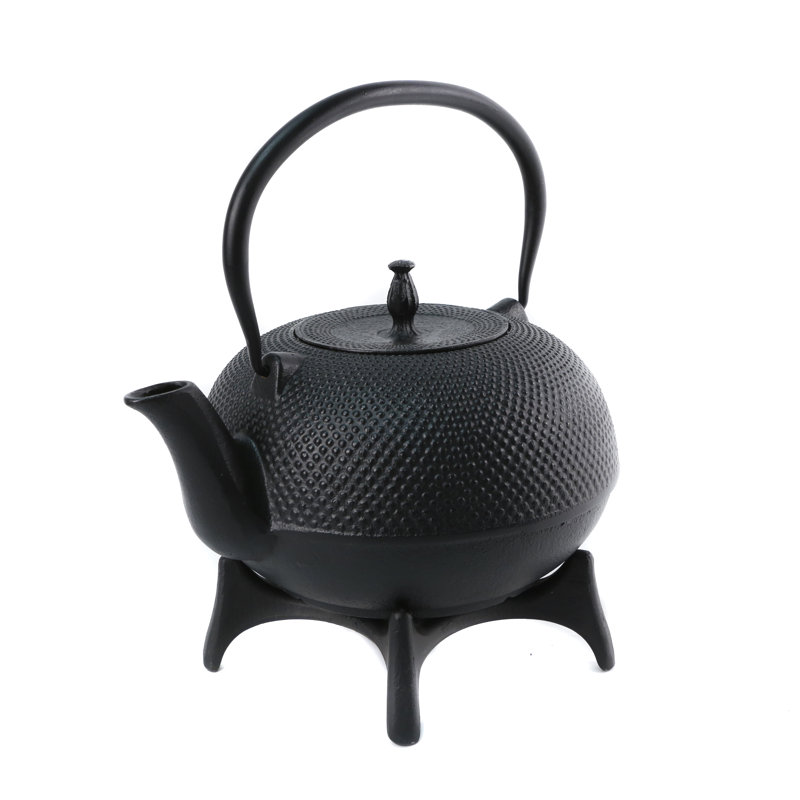 Black Cast Iron Teapot with Stainless Steel Infuser