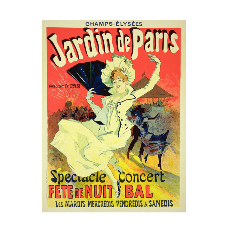 Reproduction d'art sur toile par Jules Cheret, reproduction d'un Thejardin de Paris sur les Chanps Elysees, 1890