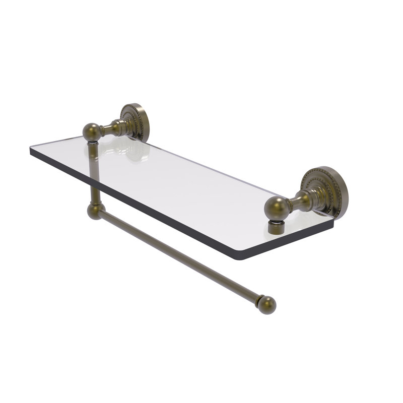 Marchmont Bracket Shelf with Towel Bar, Antique Brass