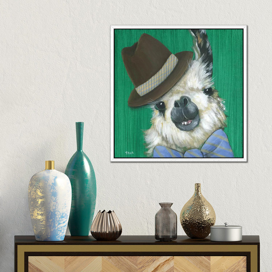 Llama Gentleman von Tava Studios - Galerie-verpackte Leinwand Giclée auf Leinwand