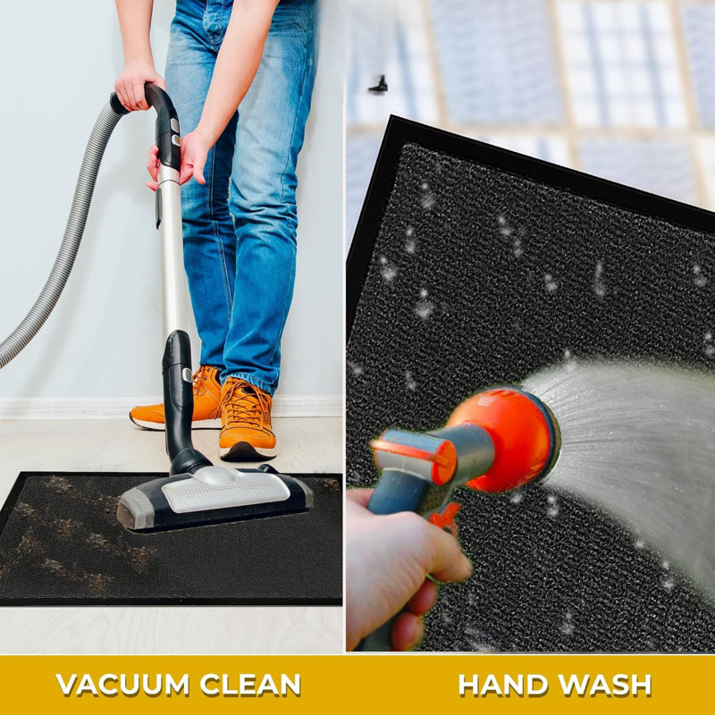 Hallway Runner Rug Heavy Duty Non-Slip Rubber Back, Anthracite 90x200cm Long Runner - Dirt Trapper, Water Absorbent, Washable Rugs, Carpet for Hallway Kitchen Living Room