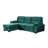 Kipriano 97.5"W Green Velvet Fabric Reversible Sleeper Sectional Sofa Chaise